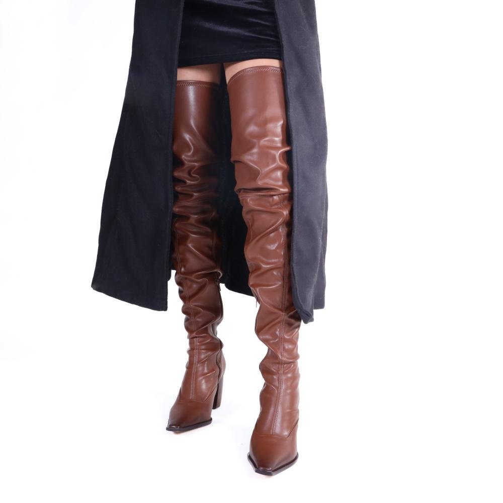 Bota Over Knee Capodarte Feminina com Salto Bloco 4018955 Mogno Marrom 11