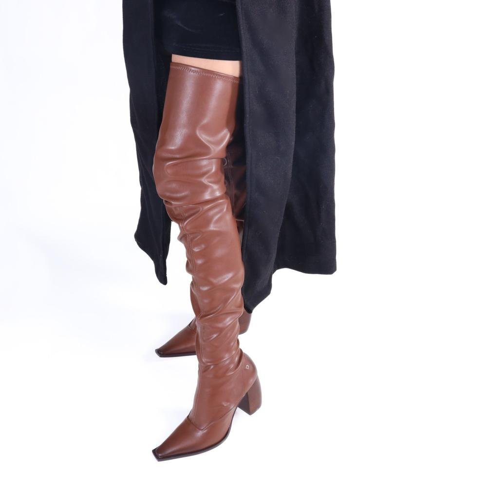 Bota Over Knee Capodarte Feminina com Salto Bloco 4018955 Mogno Marrom 12