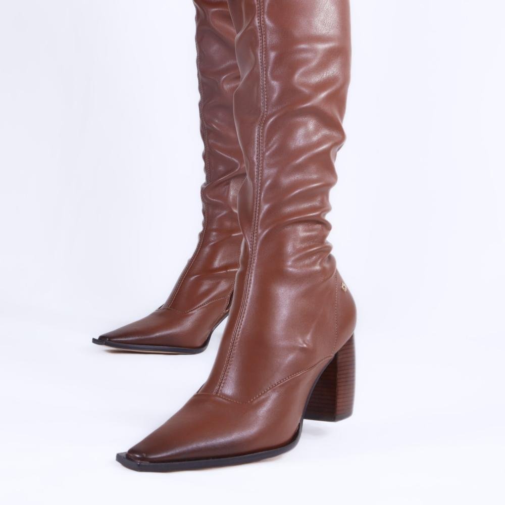 Bota Over Knee Capodarte Feminina com Salto Bloco 4018955 Mogno Marrom 14