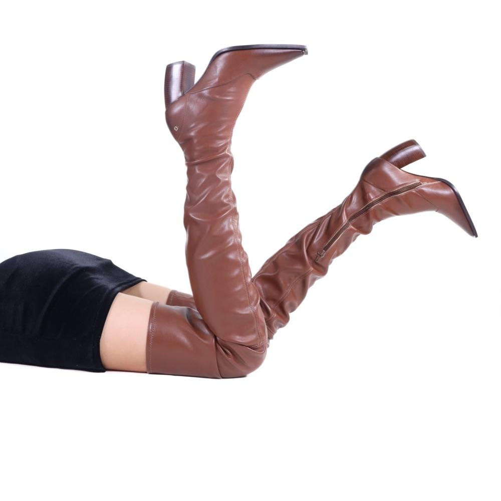 Bota Over Knee Capodarte Feminina com Salto Bloco 4018955 Mogno Marrom 18