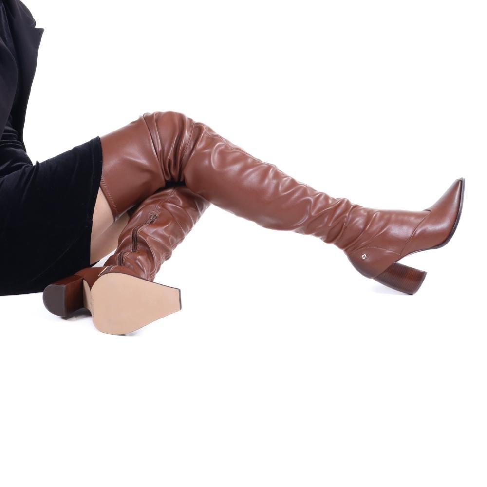 Bota Over Knee Capodarte Feminina com Salto Bloco 4018955 Mogno Marrom 19