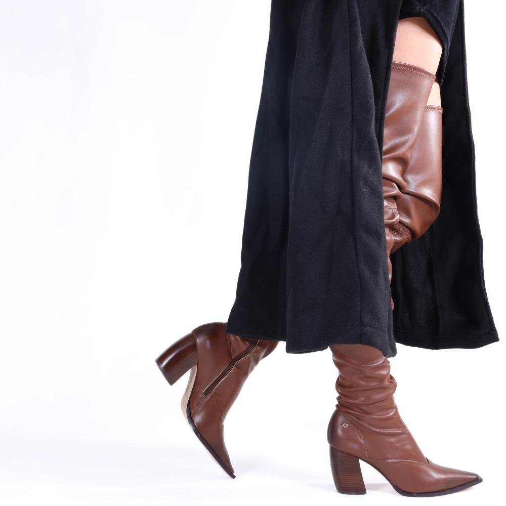 Bota Over Knee Capodarte Feminina com Salto Bloco 4018955 Mogno Marrom 3