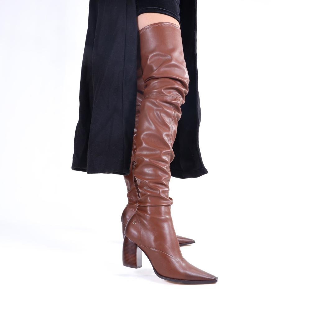 Bota Over Knee Capodarte Feminina com Salto Bloco 4018955 Mogno Marrom 6
