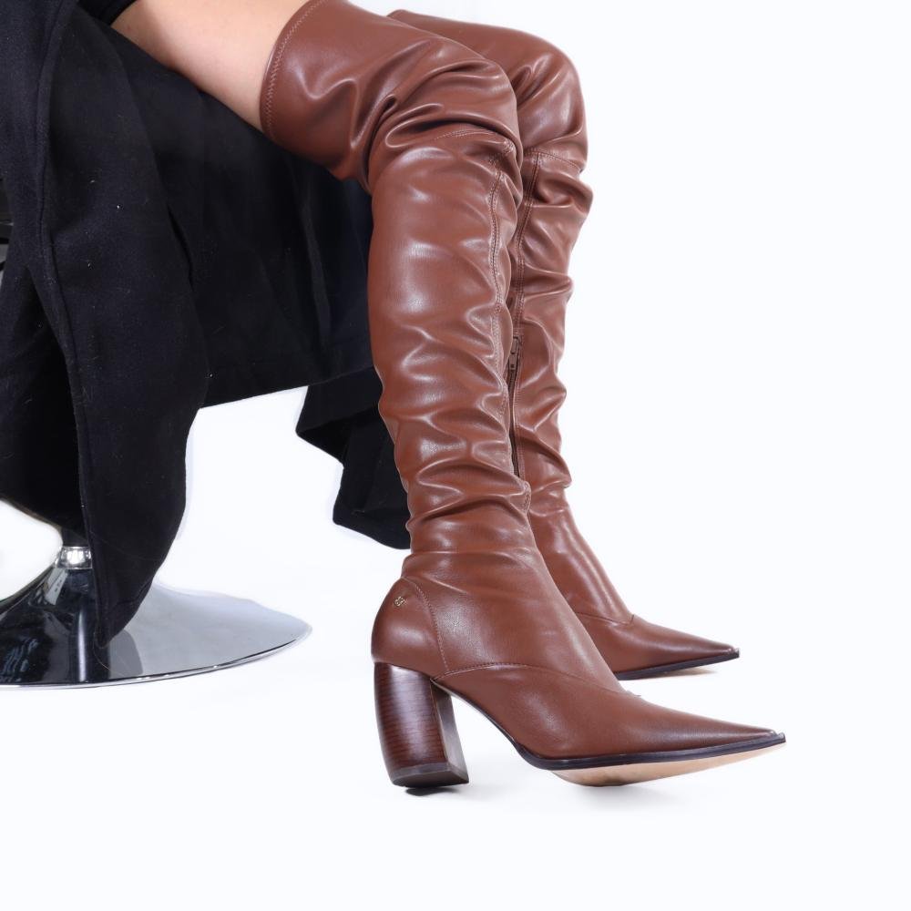 Bota Over Knee Capodarte Feminina com Salto Bloco 4018955 Mogno Marrom 8