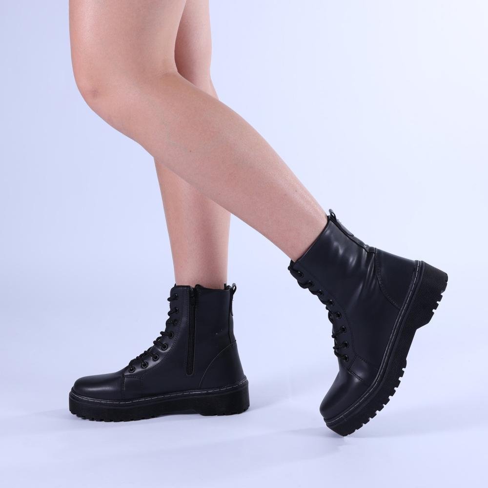 Bota Coturno Feminino Zariff 7000 Preto Preto 2