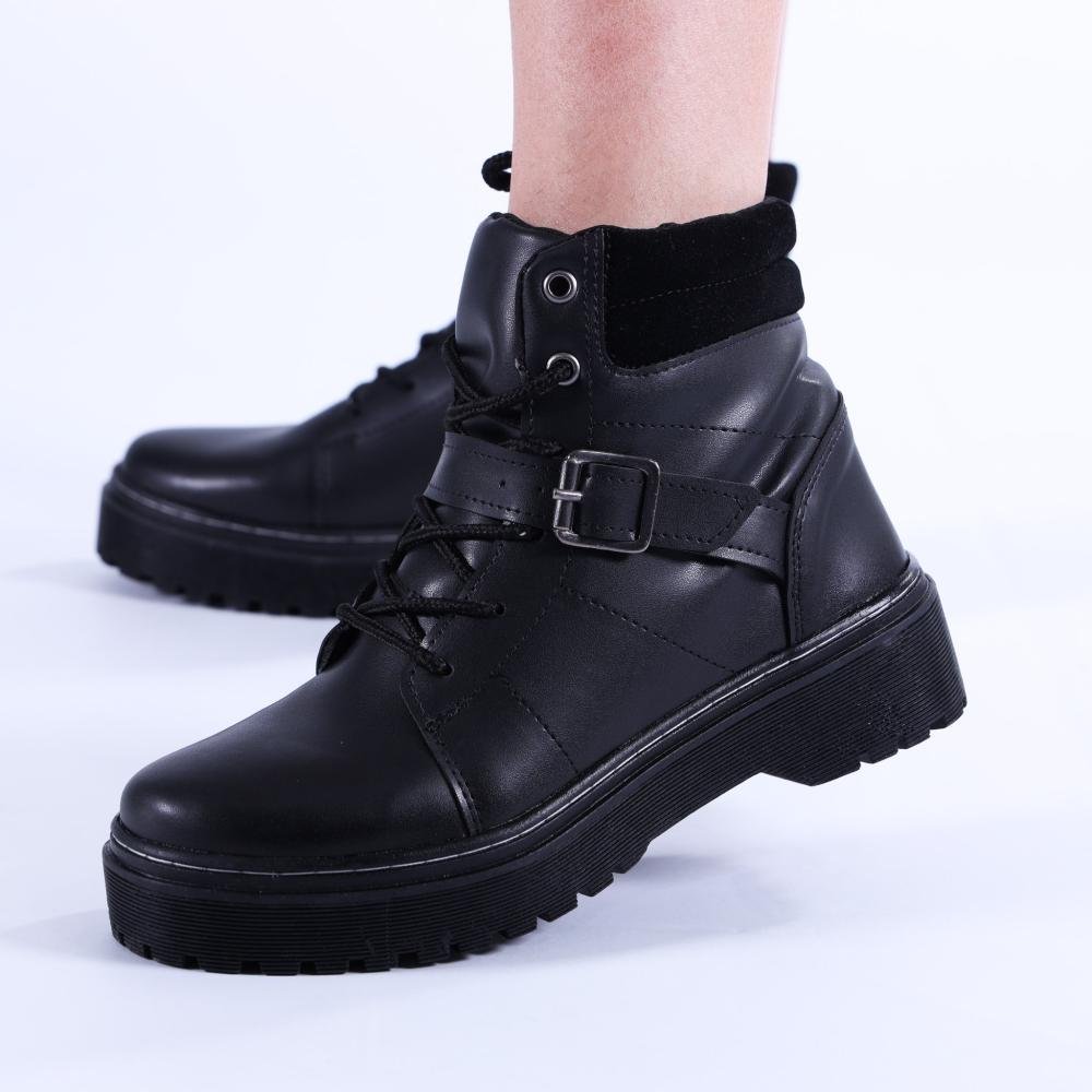 Coturno Feminino Zariff com Fivela 7015 Preto Preto 6