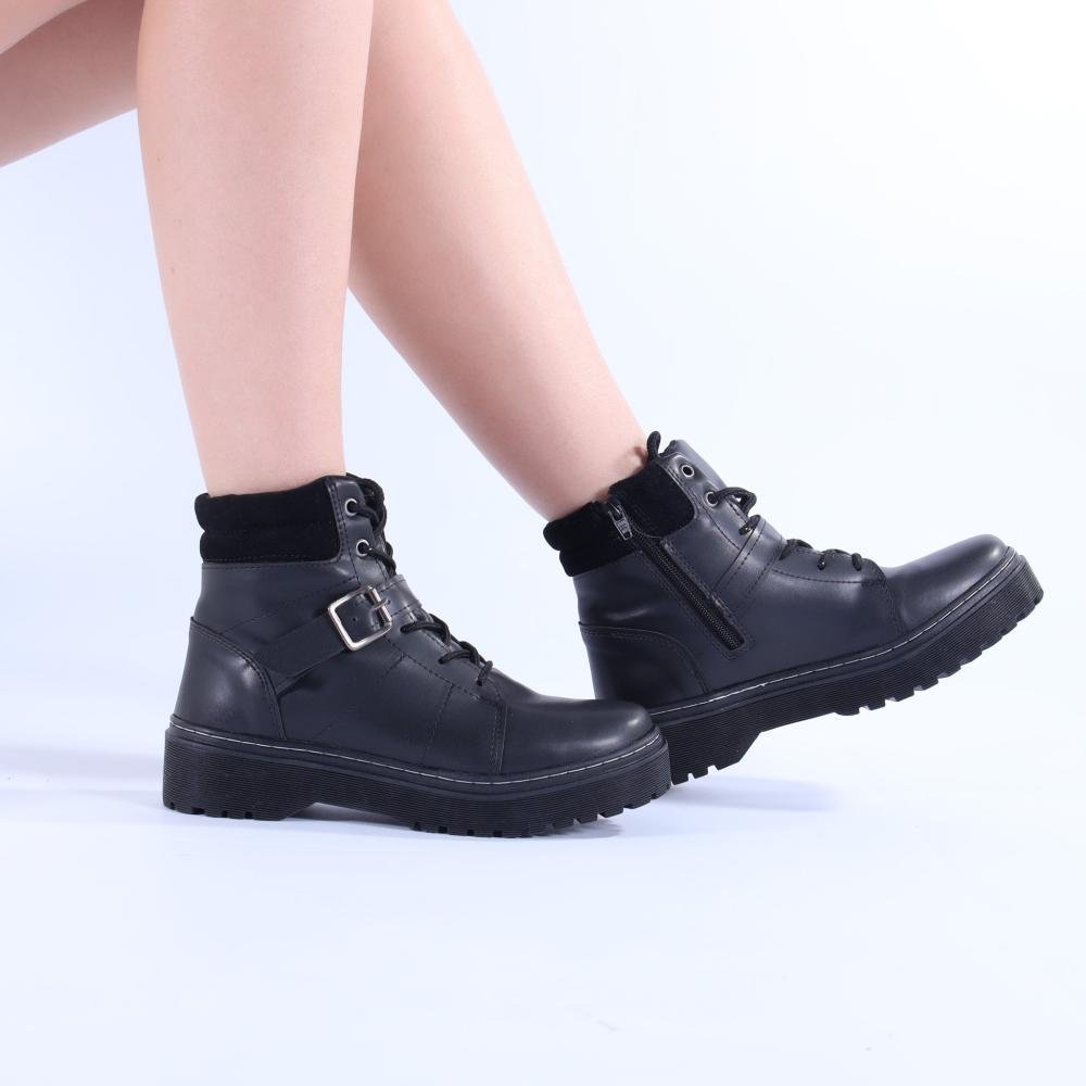 Coturno Feminino Zariff com Fivela 7015 Preto Preto 2