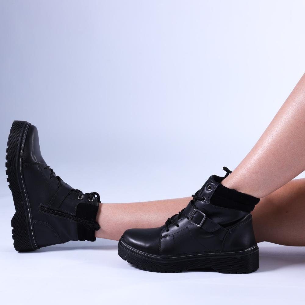 Coturno Feminino Zariff com Fivela 7015 Preto Preto 14