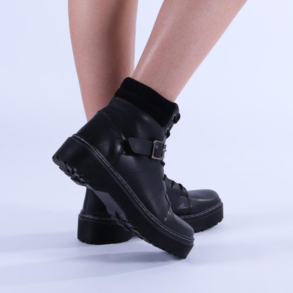 Coturno Feminino Zariff com Fivela 7015 Preto Preto 8
