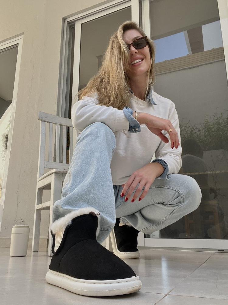 Pantufa Bota Feminina Flowfa Emma Preto Preto 19