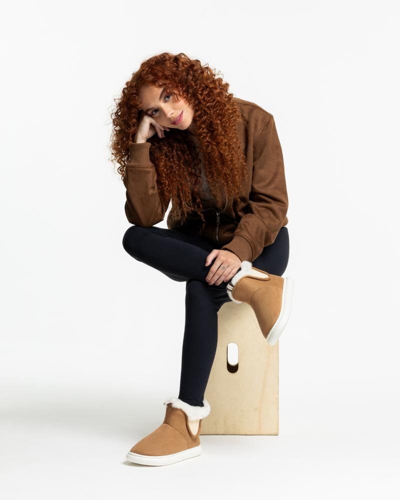 Pantufa Bota Feminina Flowfa Emma Caramelo Marrom 11