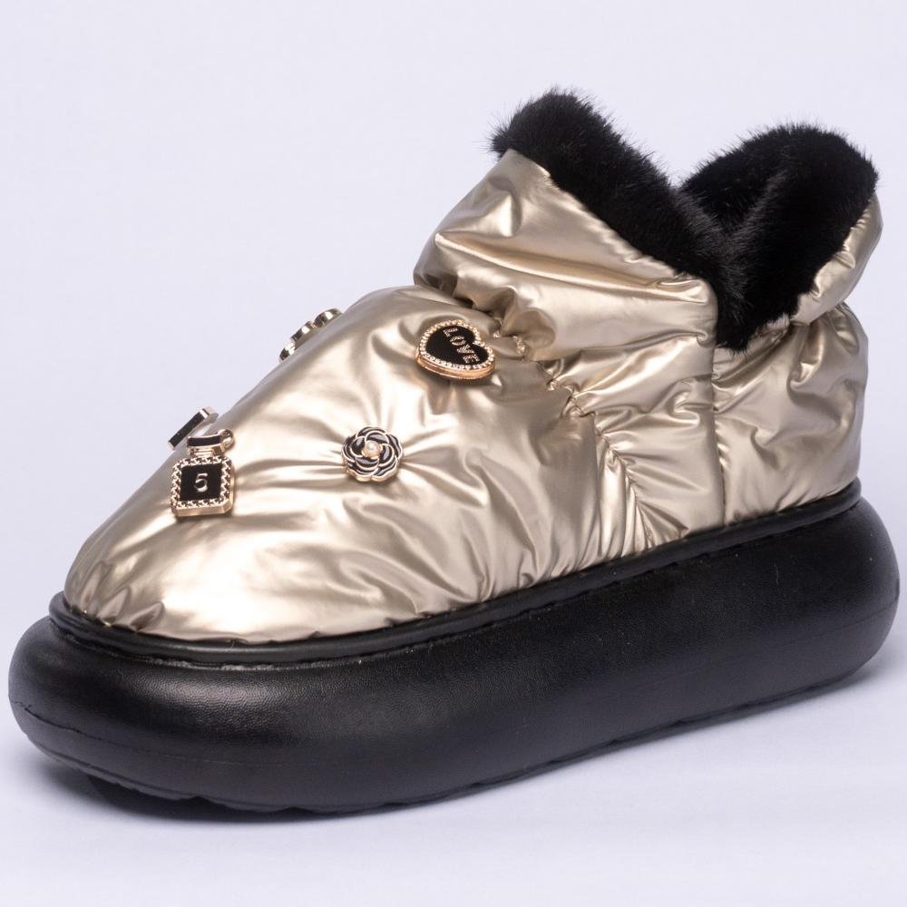 Pantufa Feminina Flowfa Lucy com Pins Personalizáveis Dourado Dourado 11