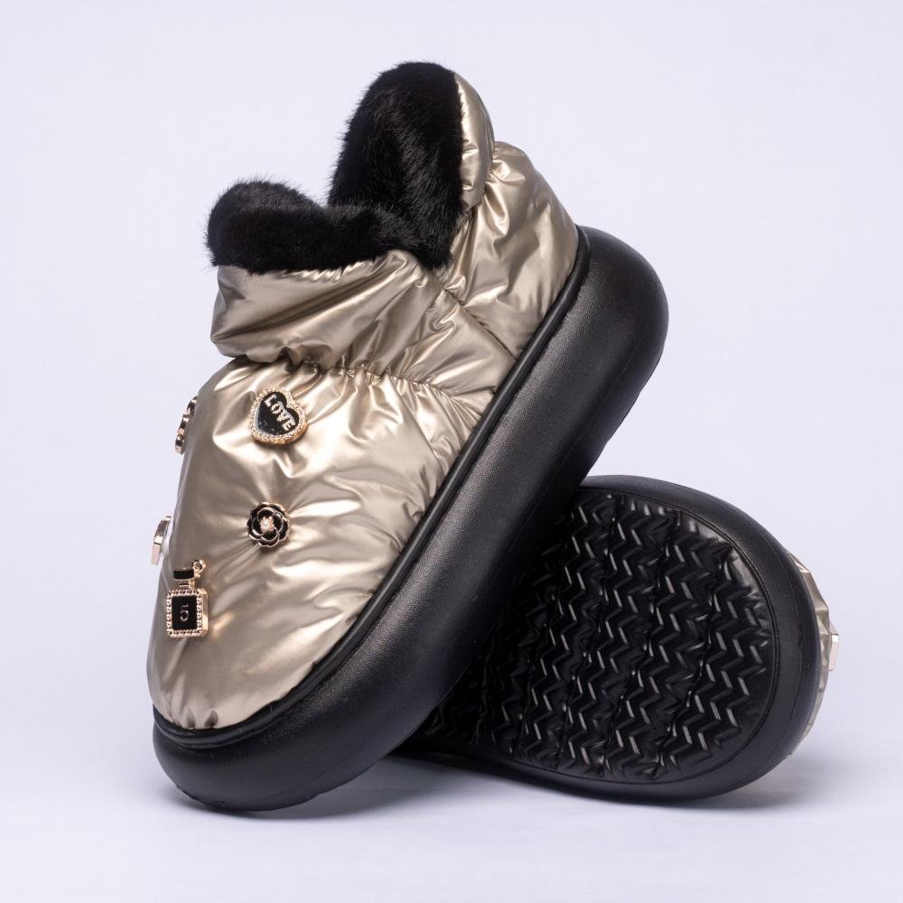 Pantufa Feminina Flowfa Lucy com Pins Personalizáveis Dourado Dourado 12