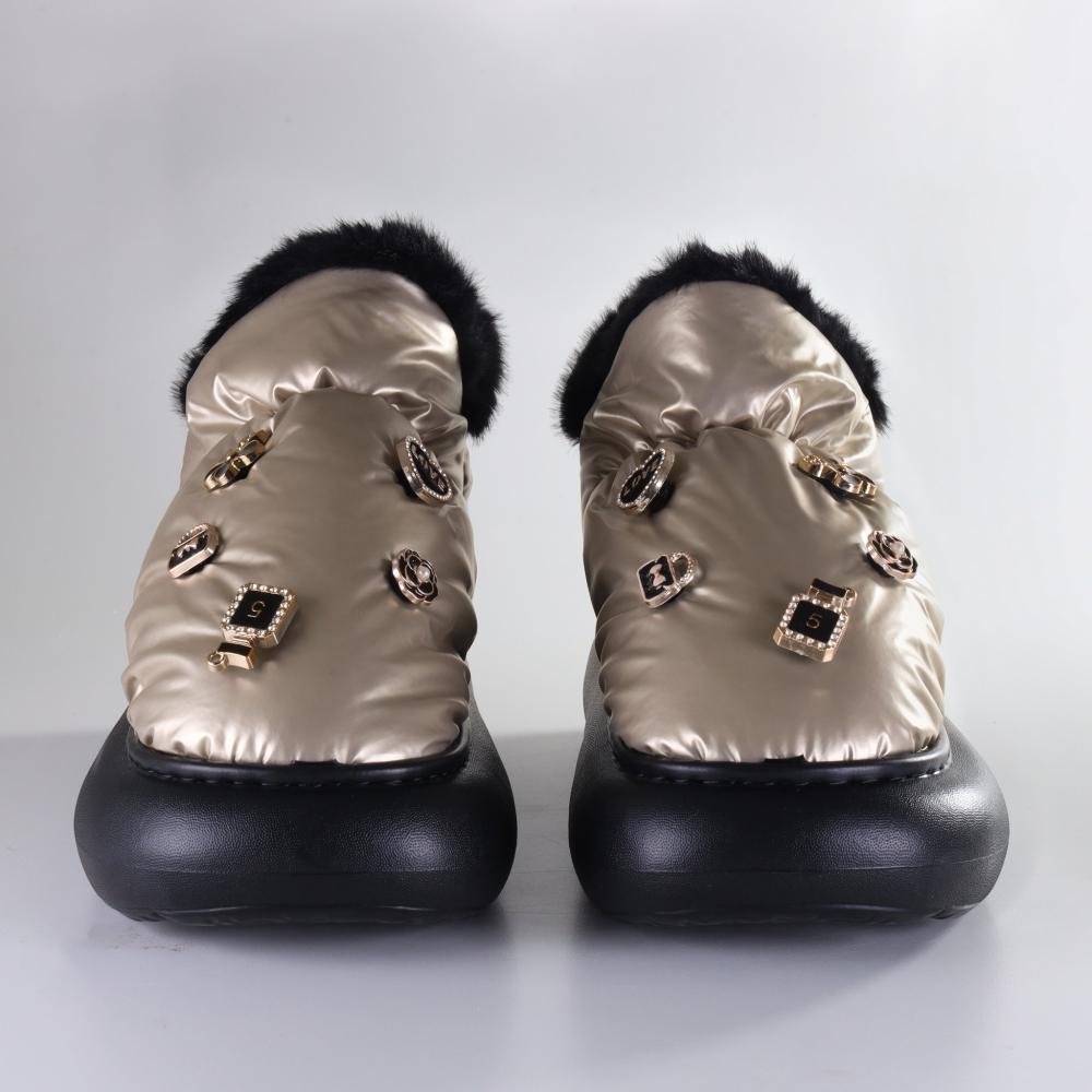 Pantufa Feminina Flowfa Lucy com Pins Personalizáveis Dourado Dourado 7