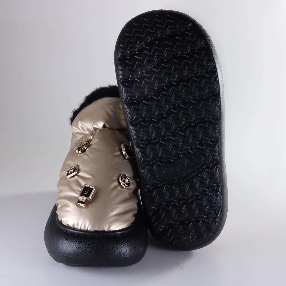 Pantufa Feminina Flowfa Lucy com Pins Personalizáveis Dourado Dourado 9