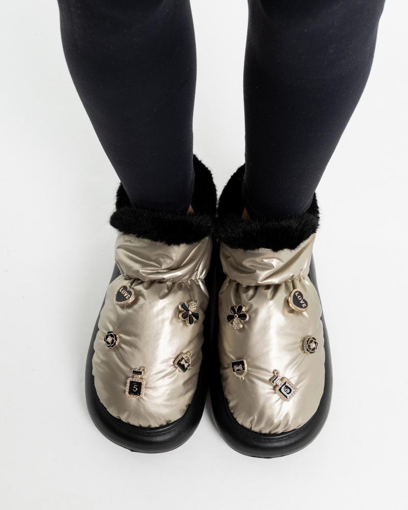 Pantufa Feminina Flowfa Lucy com Pins Personalizáveis Dourado Dourado 10