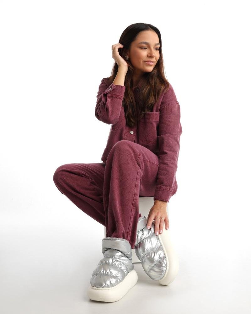 Pantufa Bota Feminina Flowfa Serena Prata Prata 12