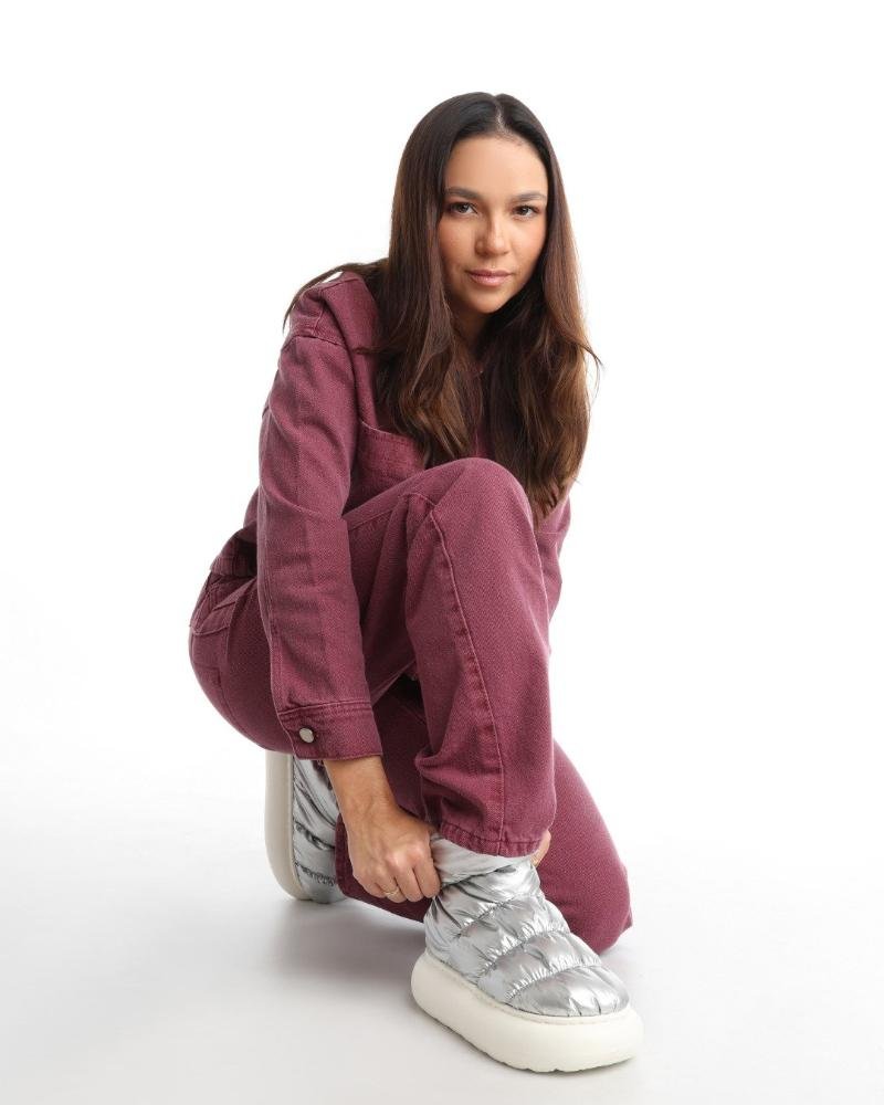 Pantufa Bota Feminina Flowfa Serena Prata Prata 13