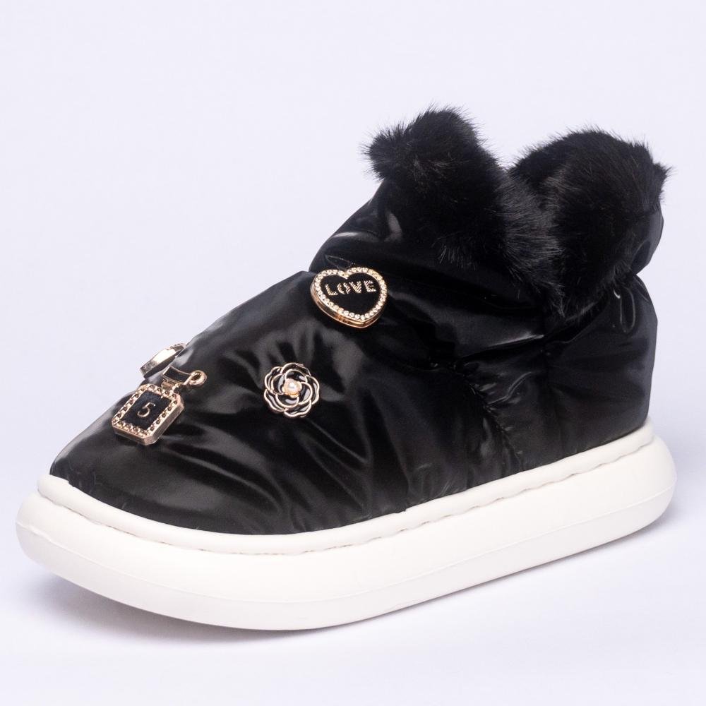 Pantufa Infantil Flowfa Mini Lucy Preto Preto 11