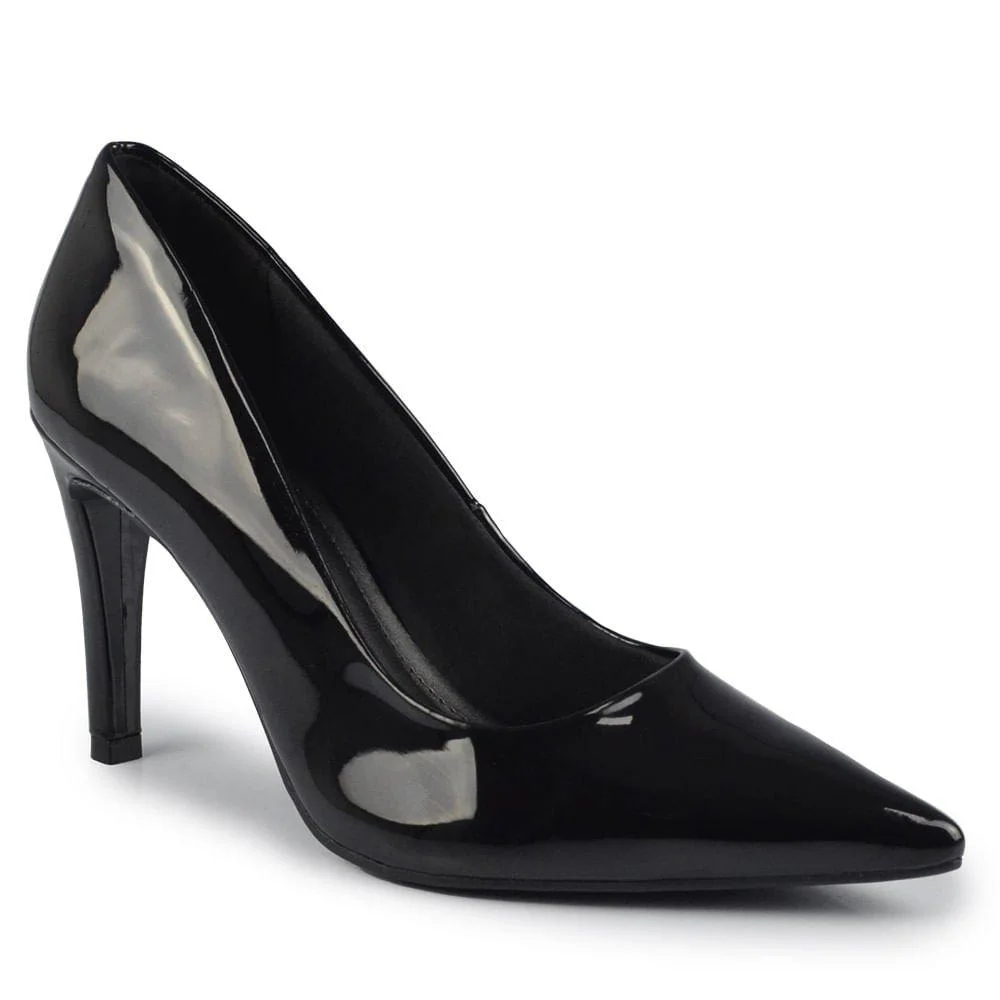 Scarpin Feminino Via Marte 045-001 Preto Verniz Preto 2