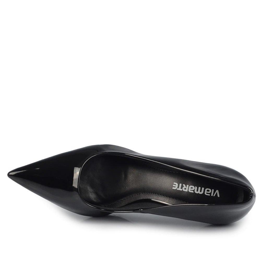 Scarpin Feminino Via Marte 045-001 Preto Verniz Preto 4