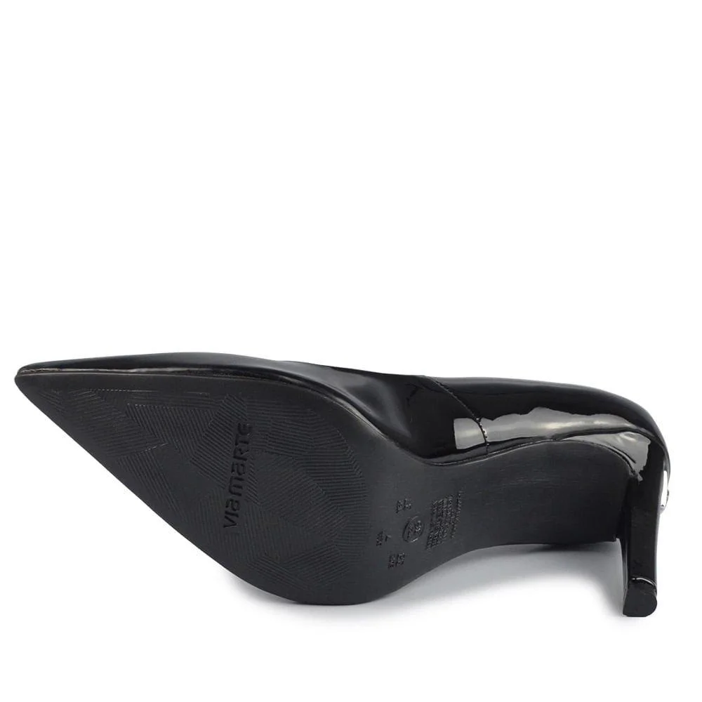 Scarpin Feminino Via Marte 045-001 Preto Verniz Preto 5