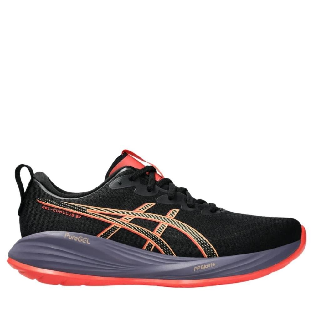 Tênis Asics Masculino Cumulus 27 Preto/Coral Preto/Roxo/Rosa
