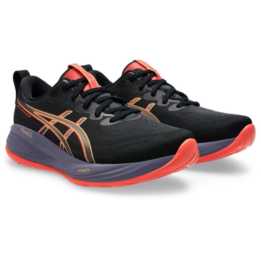 Tênis Asics Masculino Cumulus 27 Preto/Coral Preto/Roxo/Rosa 3
