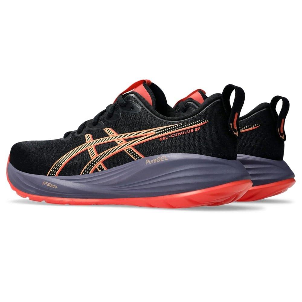Tênis Asics Masculino Cumulus 27 Preto/Coral Preto/Roxo/Rosa 4
