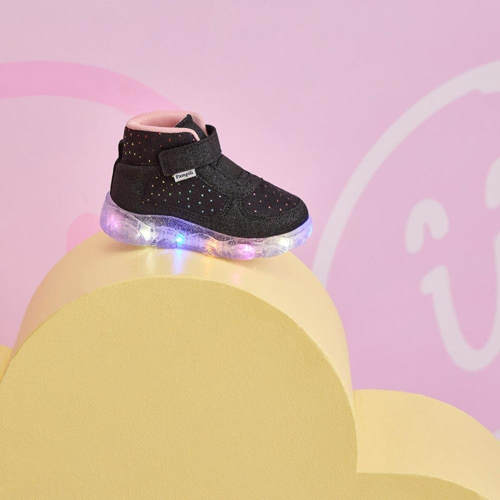 Tênis Infantil Feminino Pampili com LED 682.079.000 Preto Multicores 2