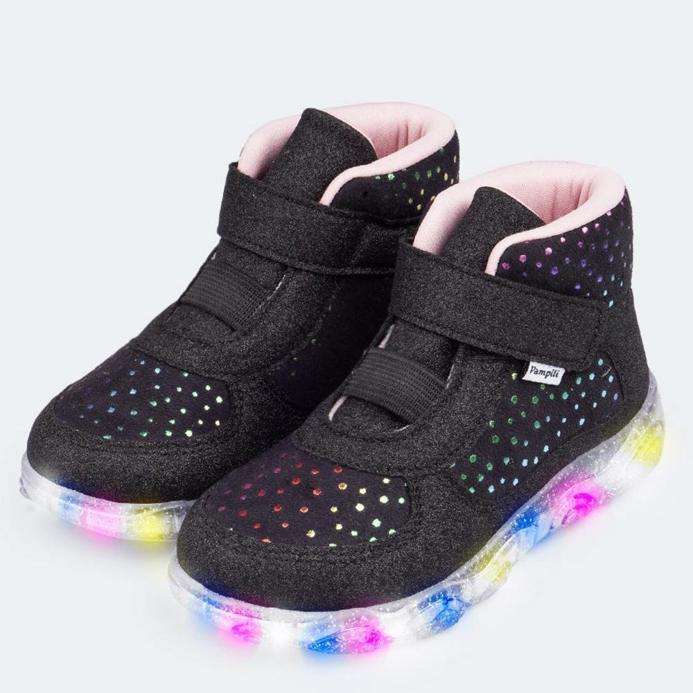 Tênis Infantil Feminino Pampili com LED 682.079.000 Preto Multicores 3