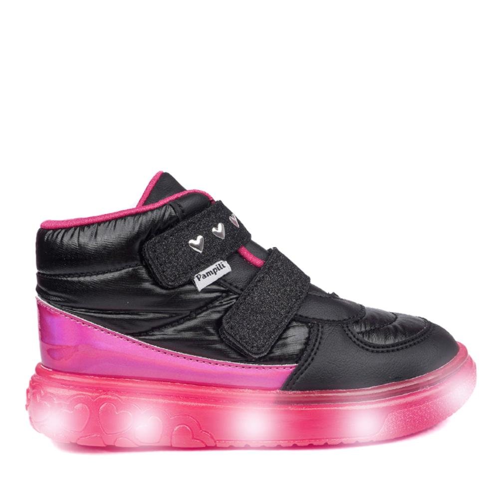 Tênis Infantil Feminino Pampili com LED 483.005.000 Preto Preto/Rosa 3
