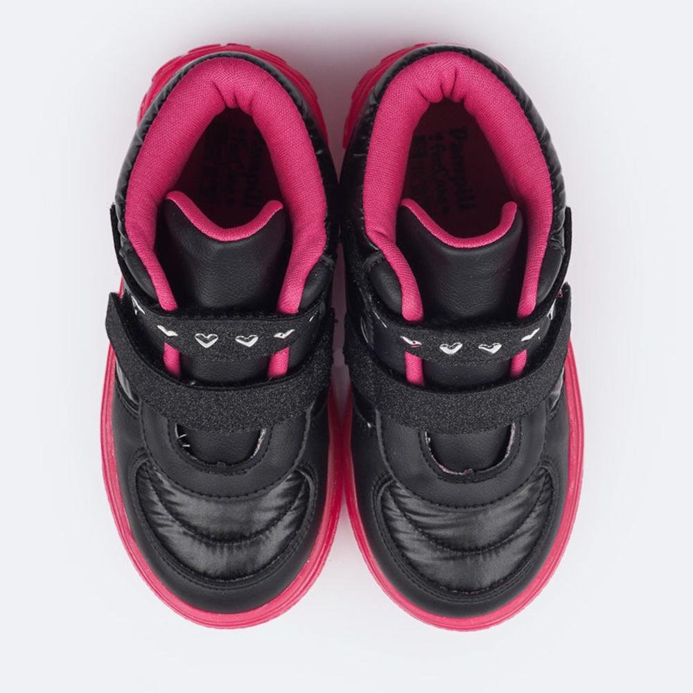 Tênis Infantil Feminino Pampili com LED 483.005.000 Preto Preto/Rosa 8