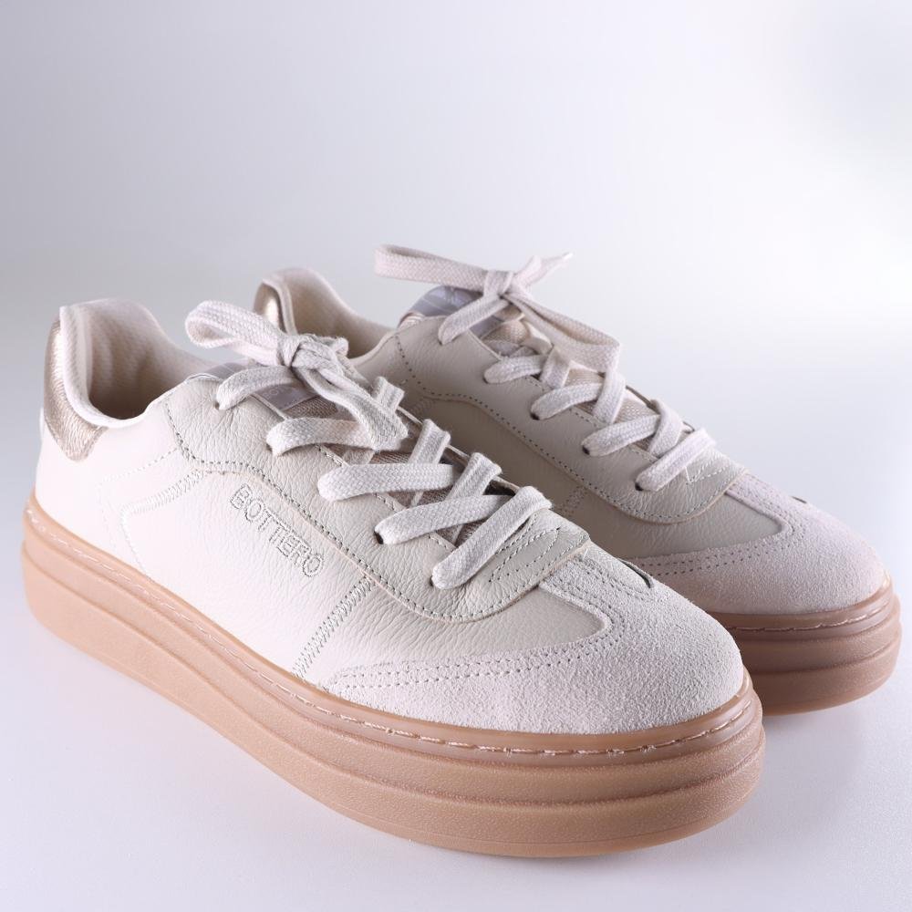 Tênis Feminino Bottero Couro 369402 Marfin/Dourado Branco/Prata 3