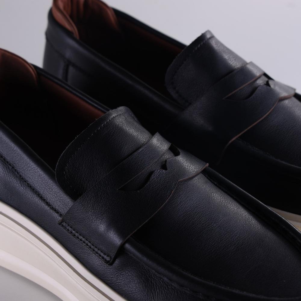 Sapato Masculino Zariff Casual em Couro Bea006 Preto Preto 4