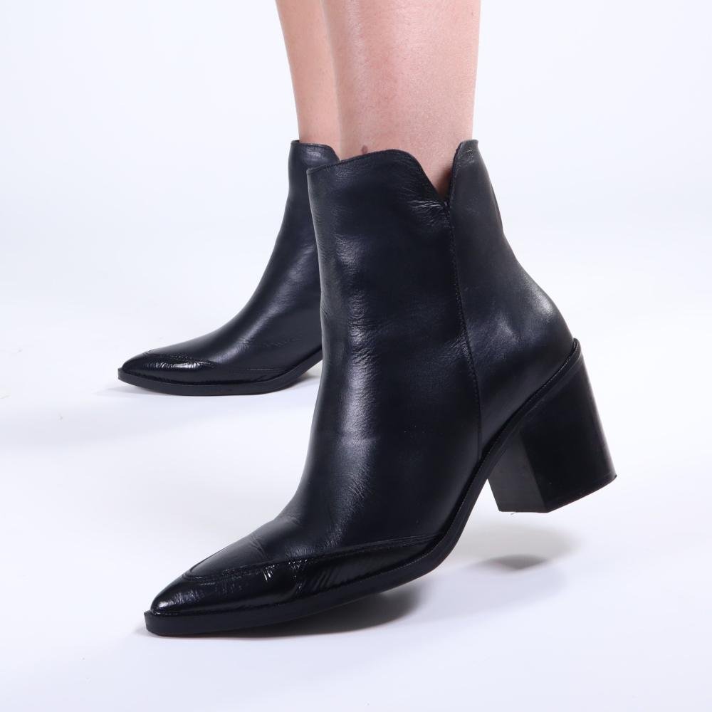 Bota Feminina Zariff Cano Curto 431309 Crinkle Preto Preto 6