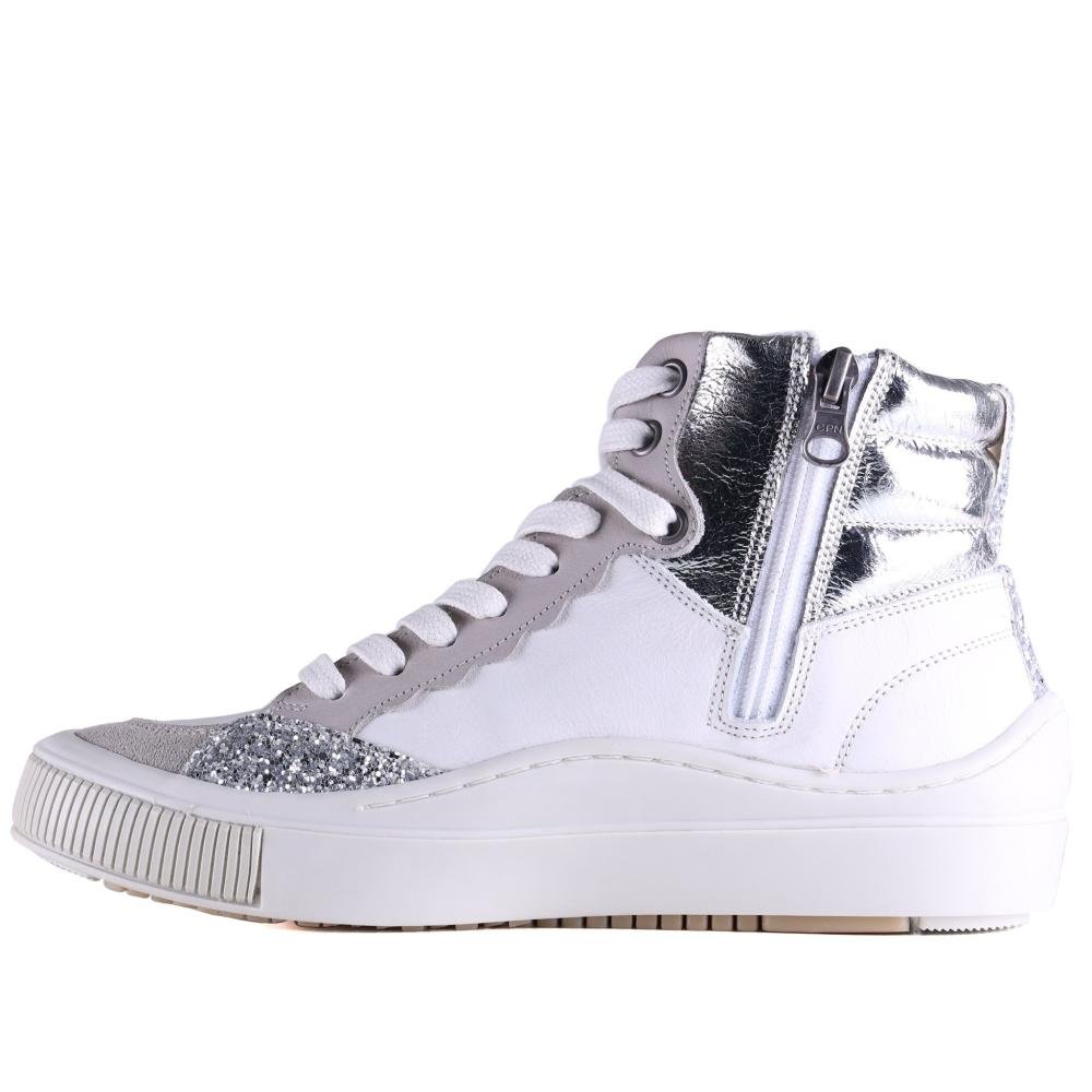 Tênis Feminino Zariff Cano Alto Mon001 Cinza Branco/Prata 2