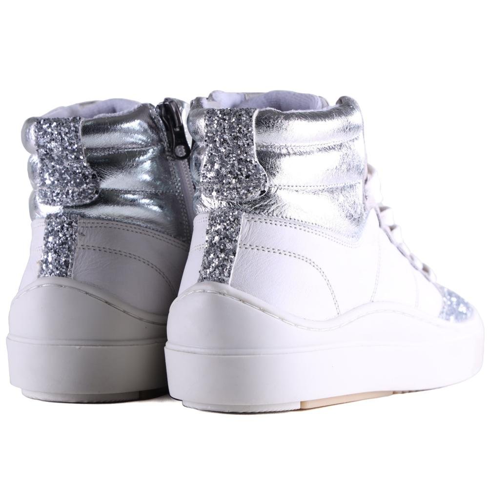 Tênis Feminino Zariff Cano Alto Mon001 Cinza Branco/Prata 5