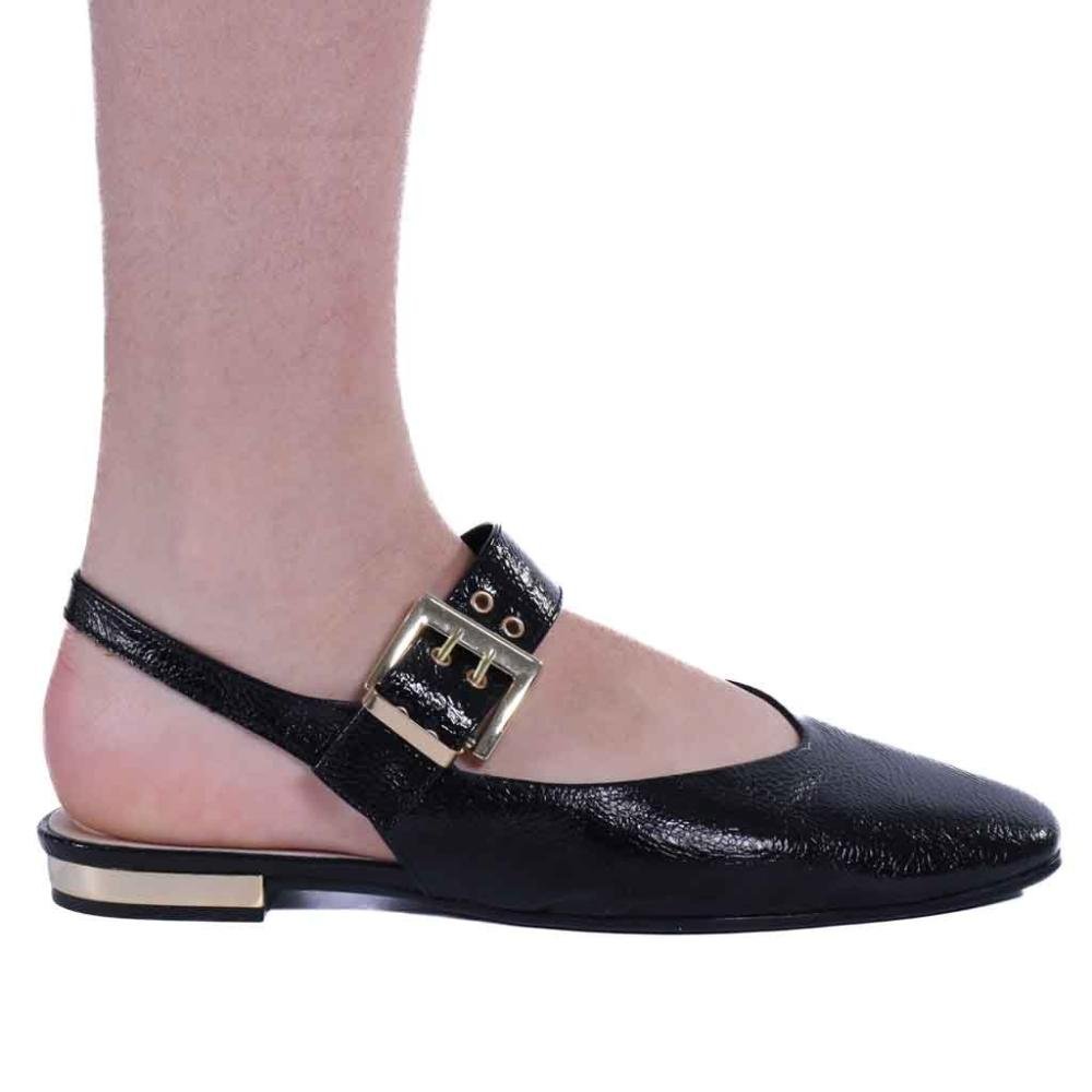 Sapatilha Feminina Zariff Slingback com Fivela T1128-333 Preto