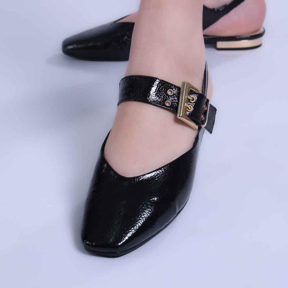 Sapatilha Feminina Zariff Slingback com Fivela T1128-333 Preto Preto 3