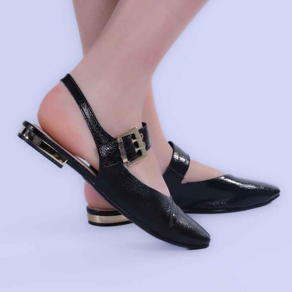 Sapatilha Feminina Zariff Slingback com Fivela T1128-333 Preto Preto 5