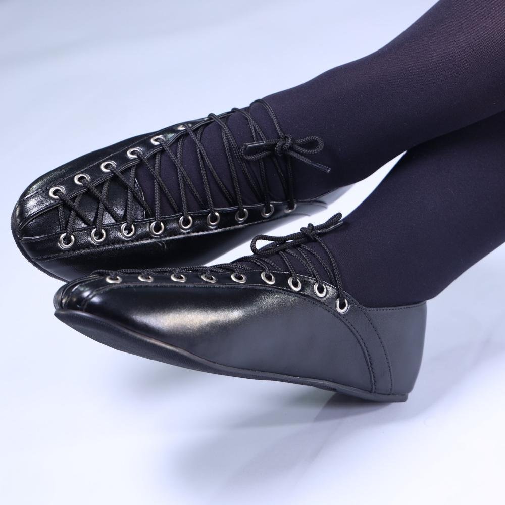 Sapatilha Ballerina Zariff com Amarração 4592-89880 Preto Preto 4