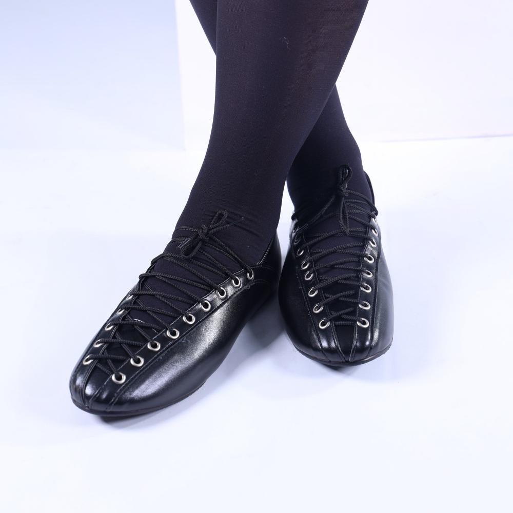 Sapatilha Ballerina Zariff com Amarração 4592-89880 Preto Preto 6