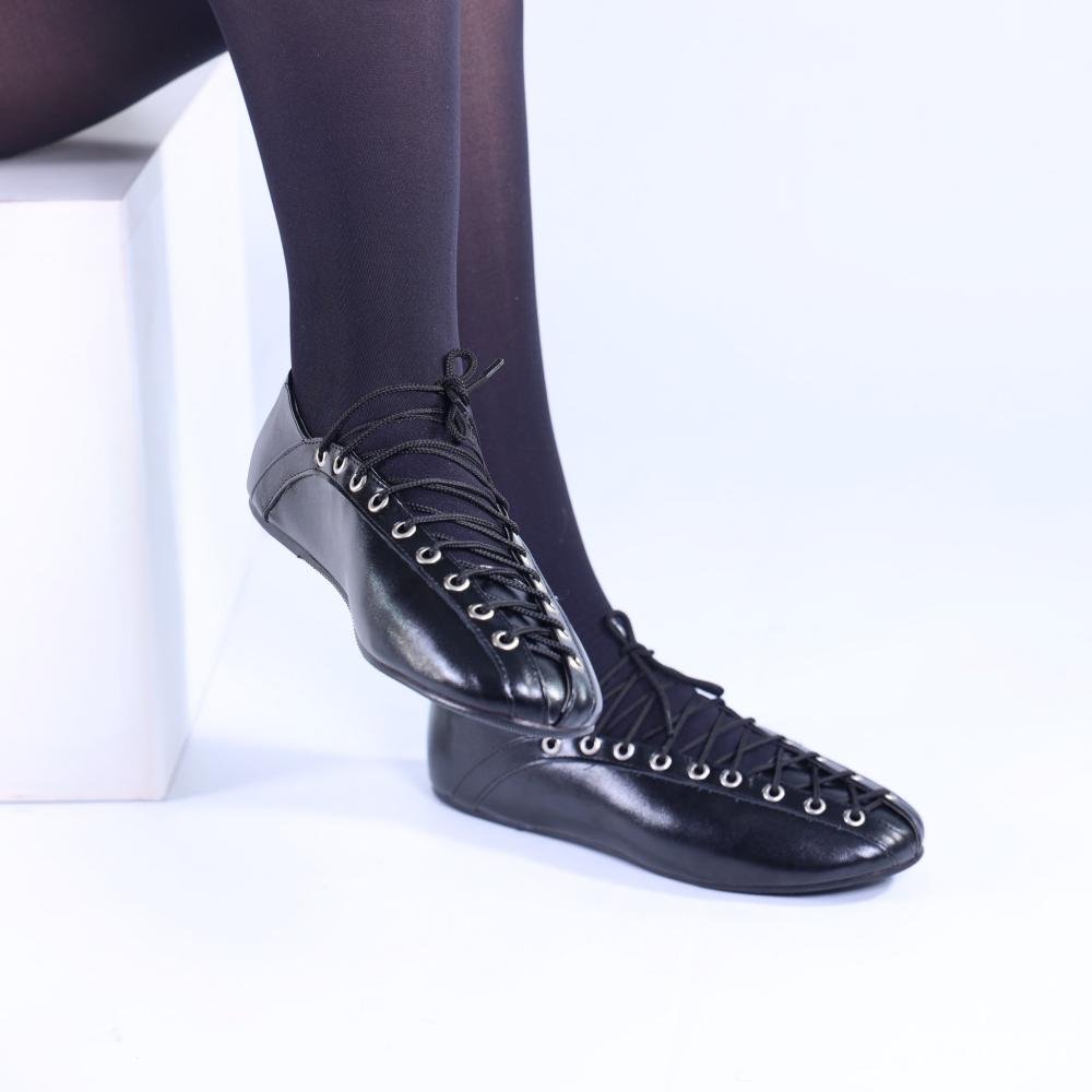 Sapatilha Ballerina Zariff com Amarração 4592-89880 Preto Preto 9