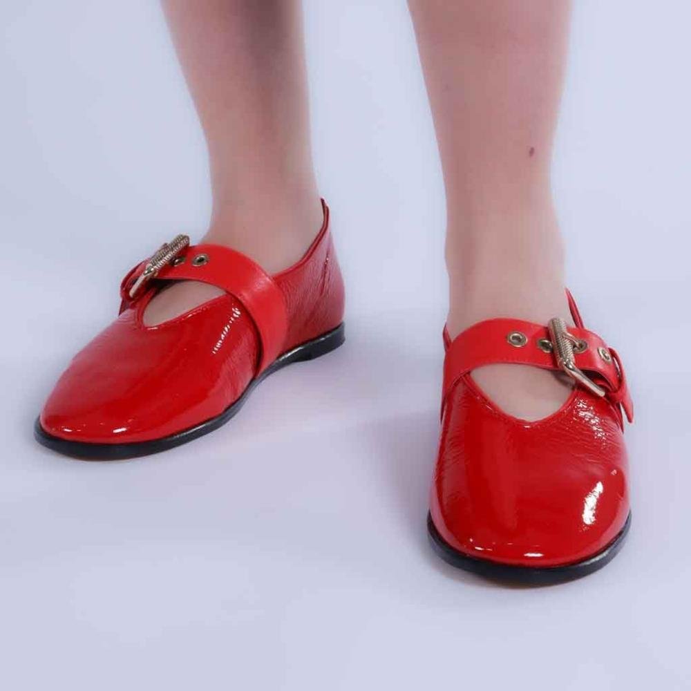 Sapatilha Feminina Zariff com Fivela Dourada 7560006 Vermelho Vz Vermelho 3