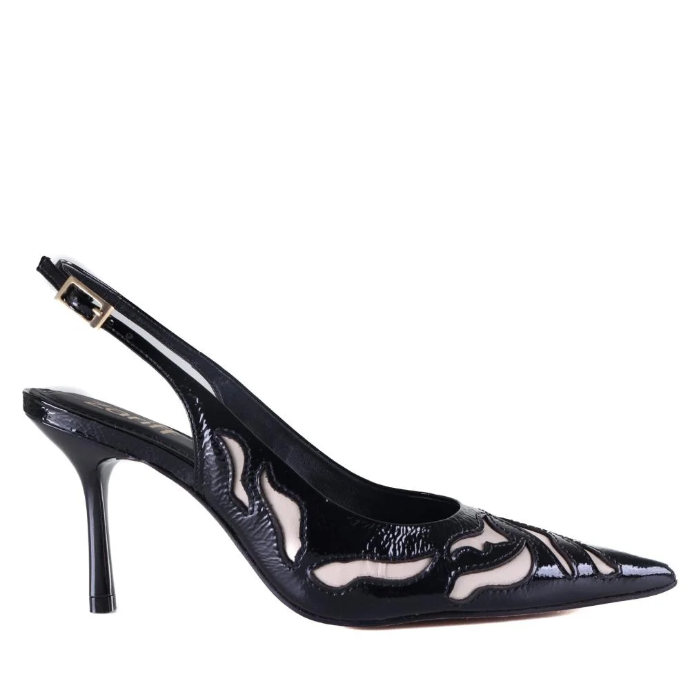 Scarpin Slingback Feminino Zariff 738002 Preto/Verniz