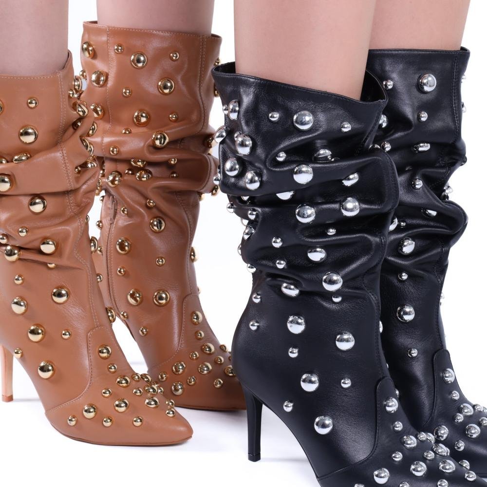 Bota Feminina Zariff com Maxi Esferas 2020-6521 Preto Preto 9