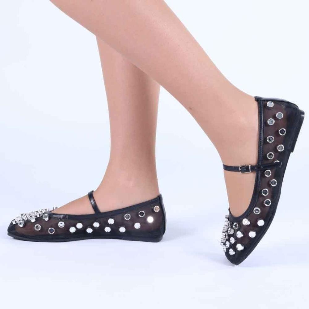 Sapatilha Feminina Zariff com Maxi Esferas 2017-6331 Preto Preto 2