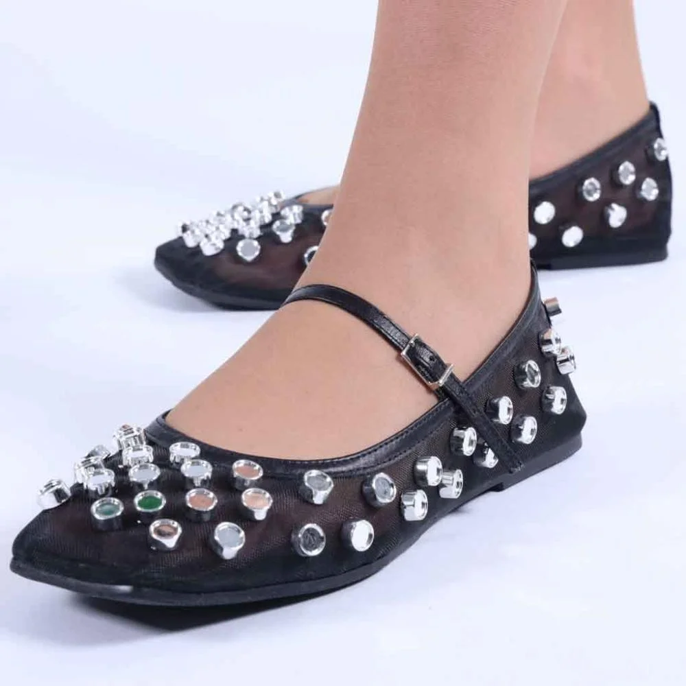 Sapatilha Feminina Zariff com Maxi Esferas 2017-6331 Preto Preto 4
