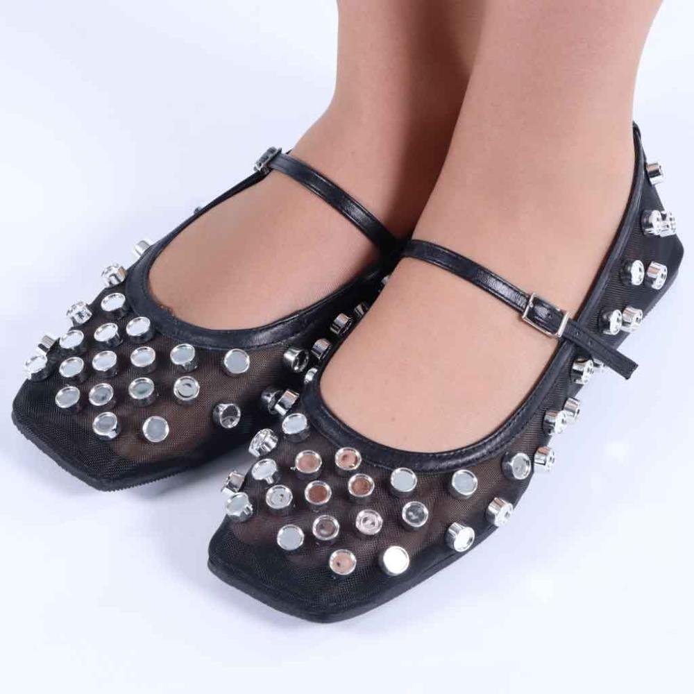 Sapatilha Feminina Zariff com Maxi Esferas 2017-6331 Preto Preto 6